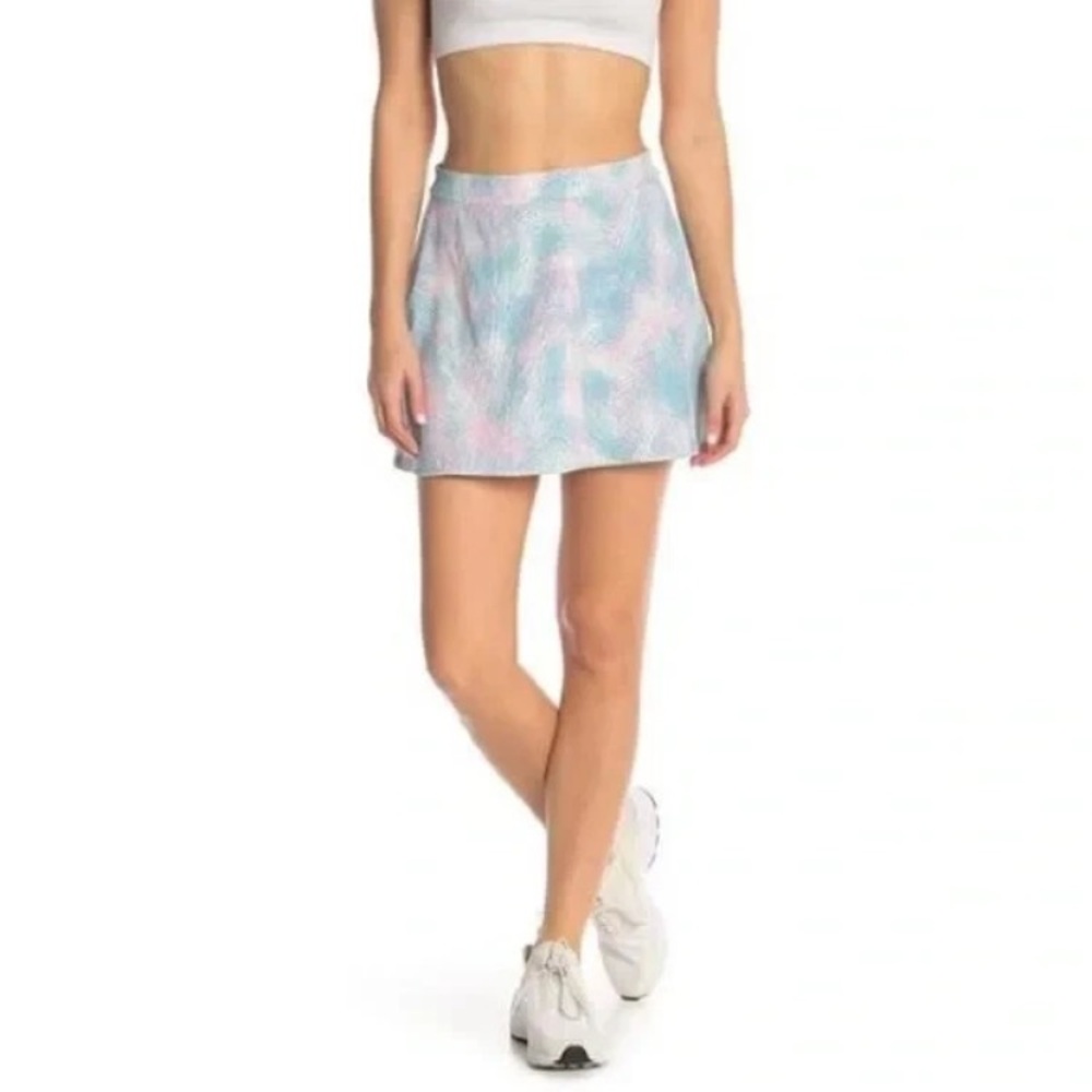 (A13) Outdoor Voices - Blue &‎ Pink Hatch Print A-line Mini Skirt, Size Medium